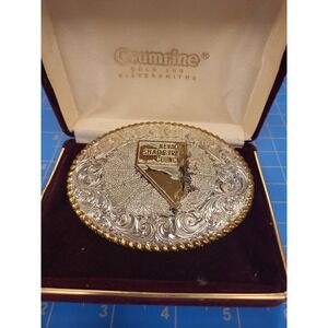Crumrine Nevada Shade Tree Council Belt Buckle Silver‎ Gold Tone Western USA